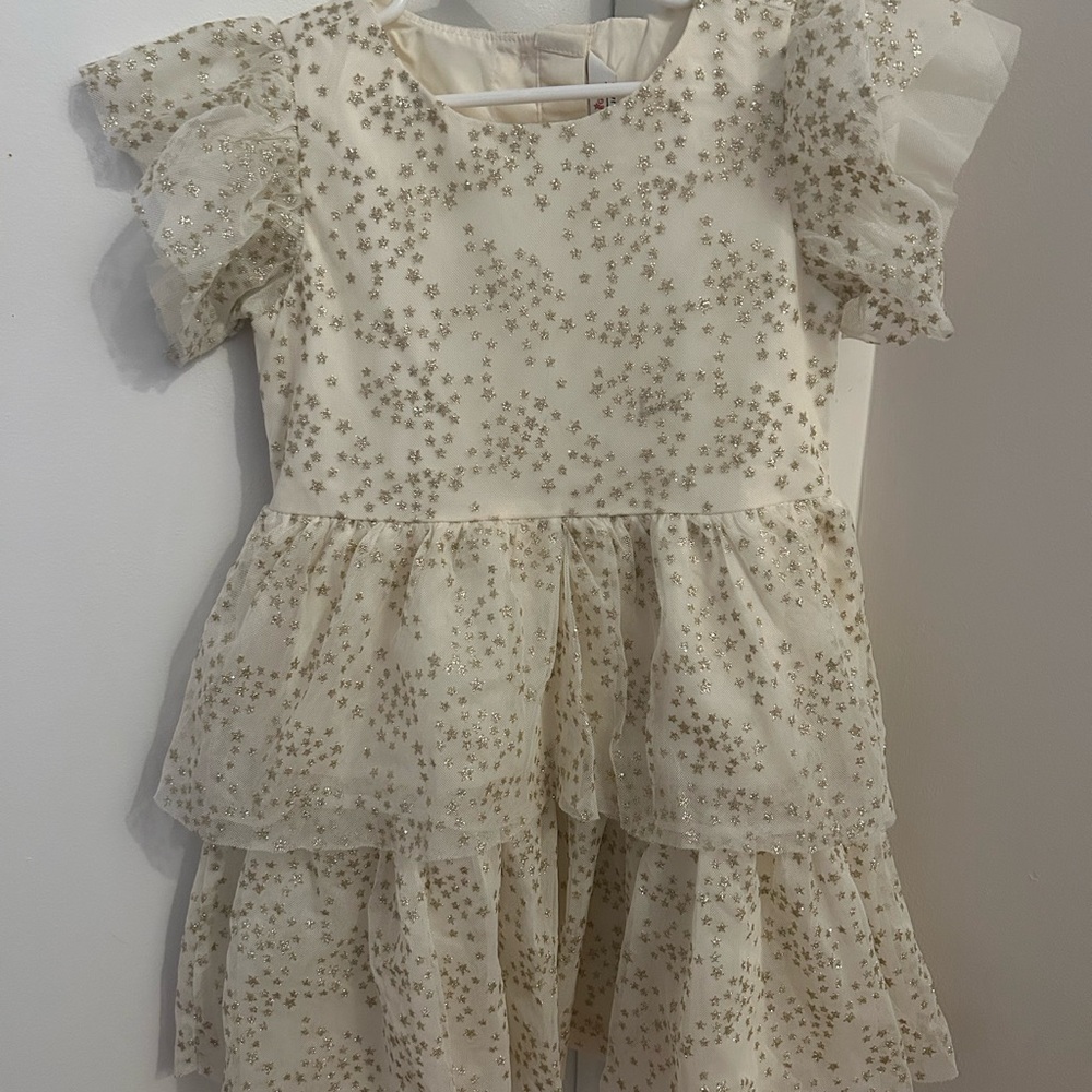 Janie and jack / American Girl Starry Cream Dress with Ruffled Sleeves